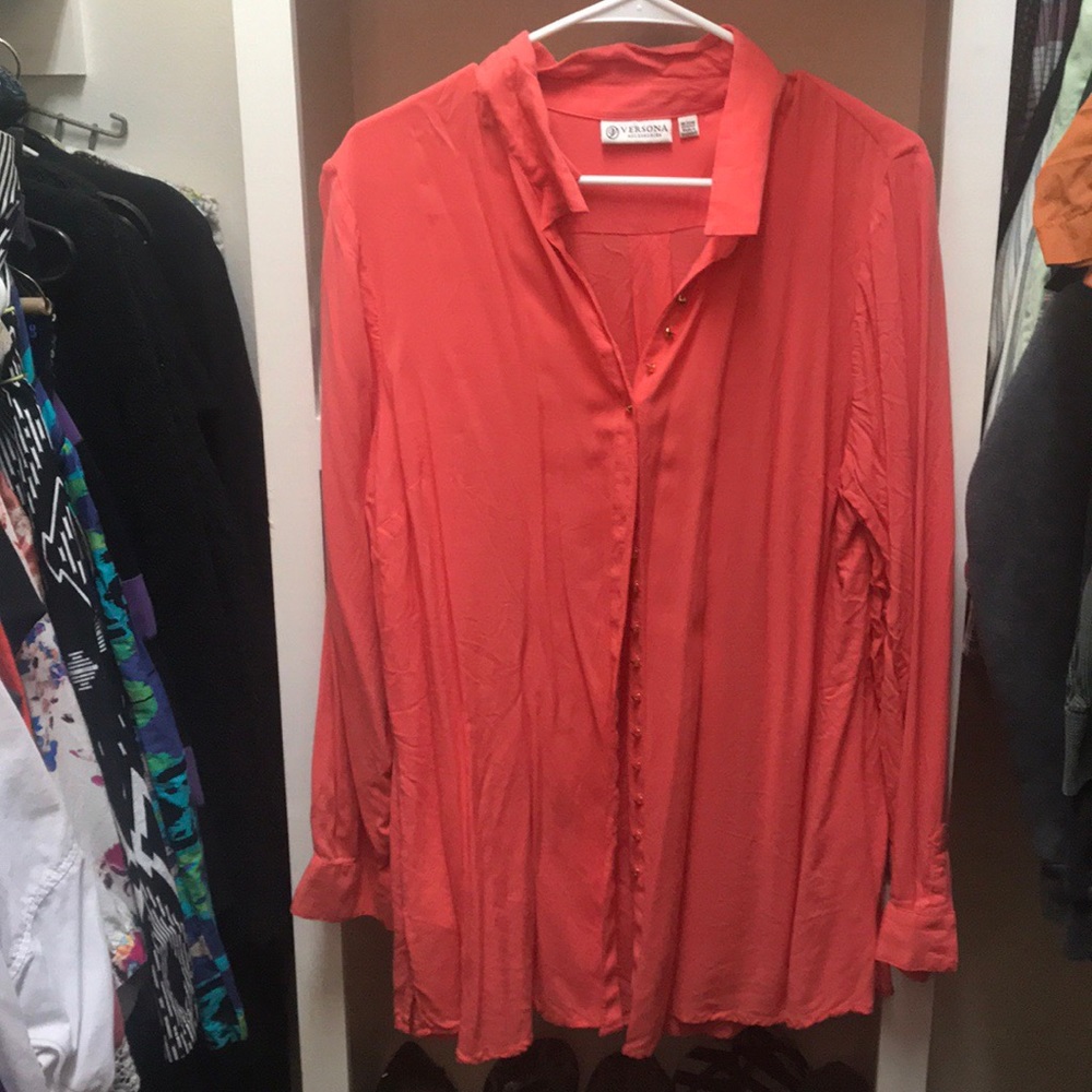 Coral button up shirt